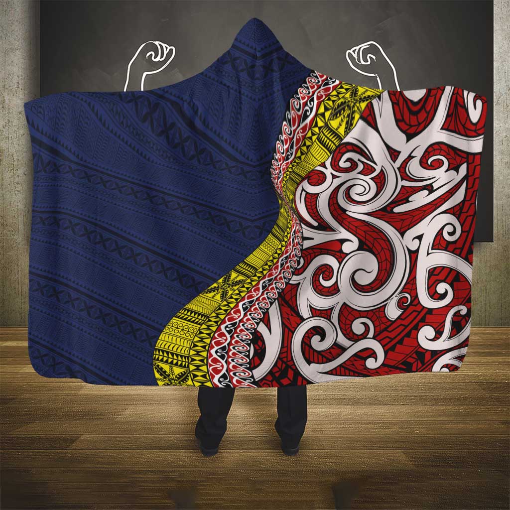 Aotearoa and Niue Hooded Blanket Hiapo Maori Stylized Koru LT03 - Polynesian Pride