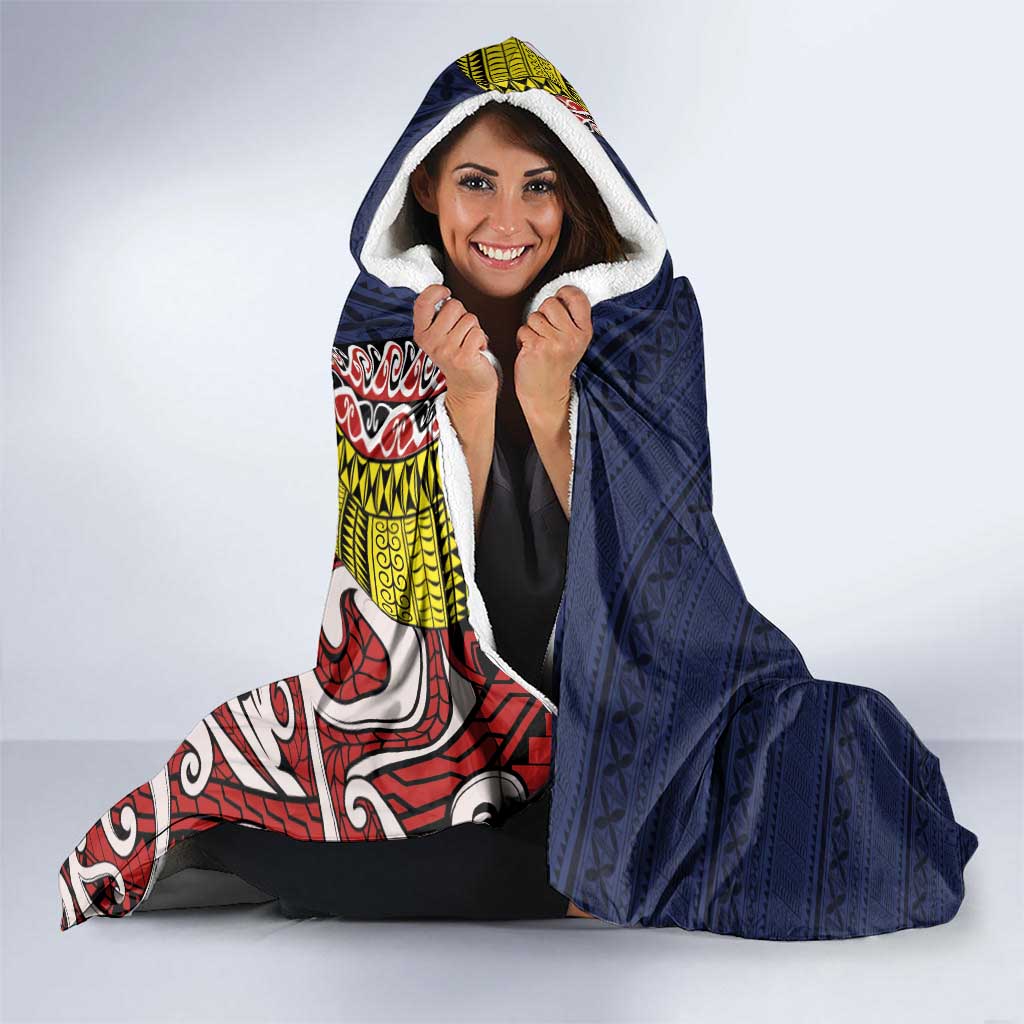 Aotearoa and Niue Hooded Blanket Hiapo Maori Stylized Koru LT03 - Polynesian Pride