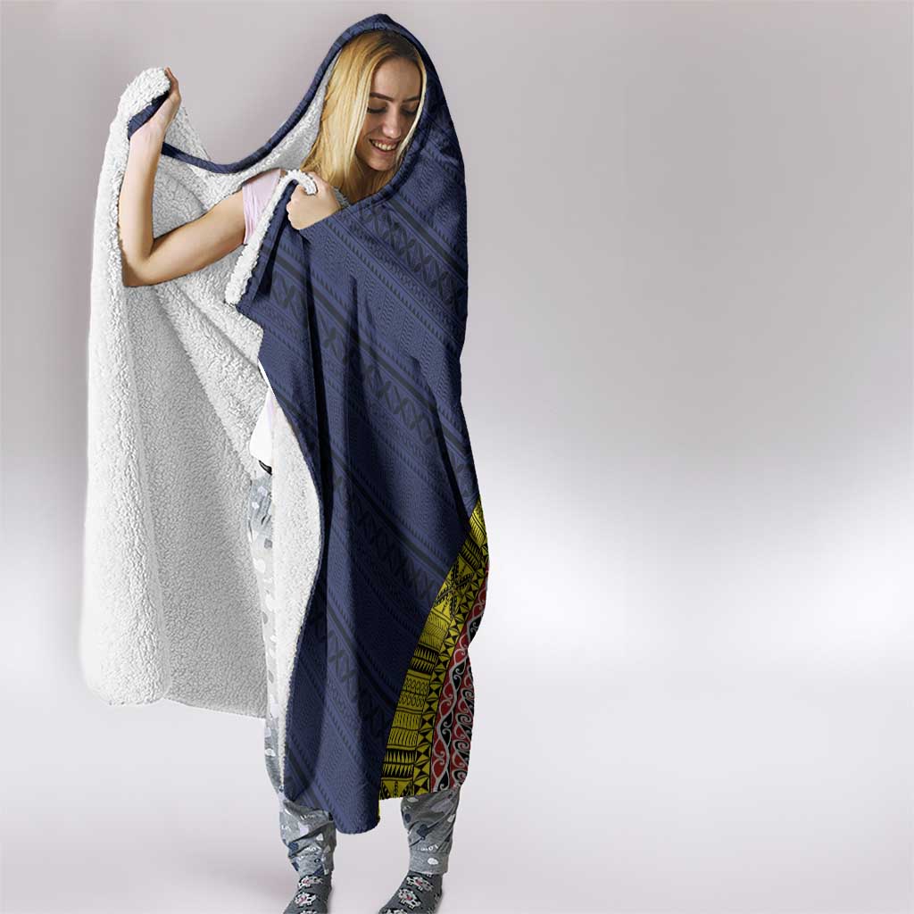 Aotearoa and Niue Hooded Blanket Hiapo Maori Stylized Koru LT03 - Polynesian Pride