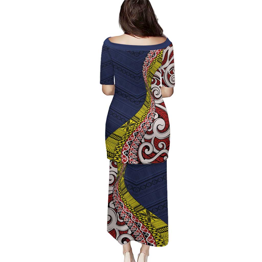 Aotearoa and Niue Puletasi Hiapo Maori Stylized Koru LT03 - Polynesian Pride