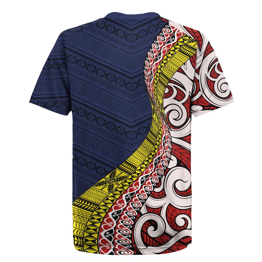 Aotearoa and Niue Rugby Jersey Hiapo Maori Stylized Koru LT03 - Polynesian Pride