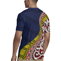 Aotearoa and Niue Rugby Jersey Hiapo Maori Stylized Koru LT03 - Polynesian Pride