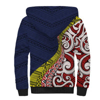 Aotearoa and Niue Sherpa Hoodie Hiapo Maori Stylized Koru LT03 - Polynesian Pride
