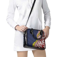 Aotearoa and Niue Shoulder Handbag Hiapo Maori Stylized Koru