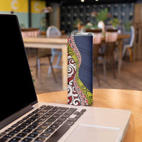 Aotearoa and Niue Skinny Tumbler Hiapo Maori Stylized Koru