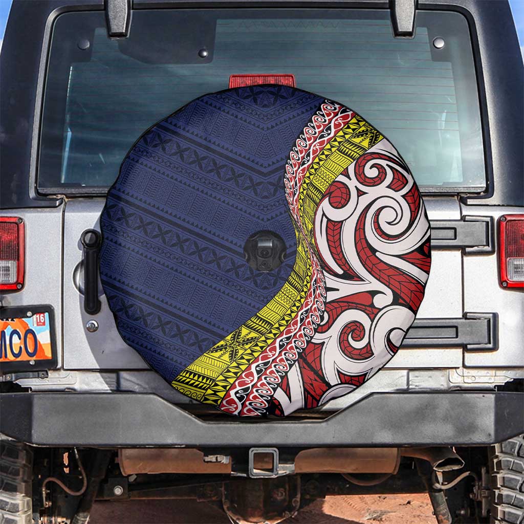 Aotearoa and Niue Spare Tire Cover Hiapo Maori Stylized Koru LT03 Blue - Polynesian Pride