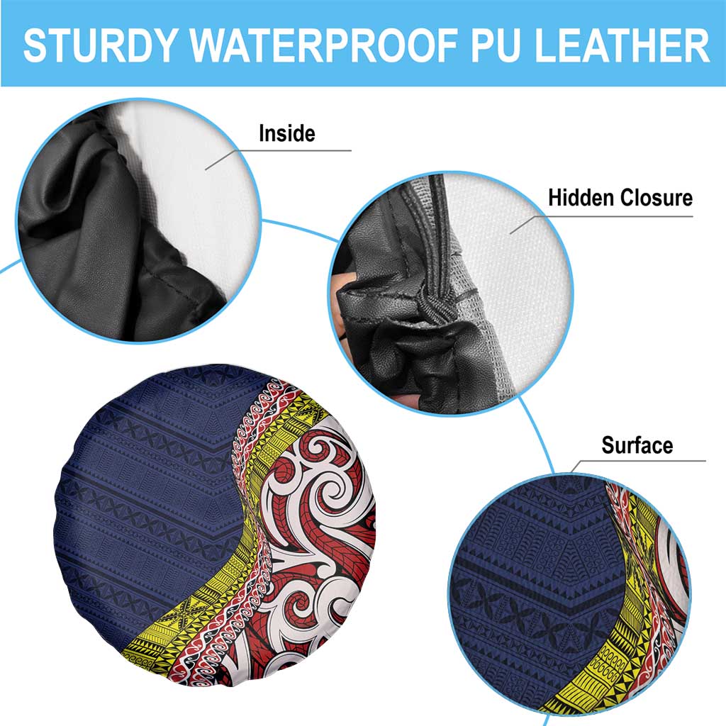Aotearoa and Niue Spare Tire Cover Hiapo Maori Stylized Koru LT03 - Polynesian Pride