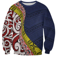 Aotearoa and Niue Sweatshirt Hiapo Maori Stylized Koru LT03 Unisex Blue - Polynesian Pride