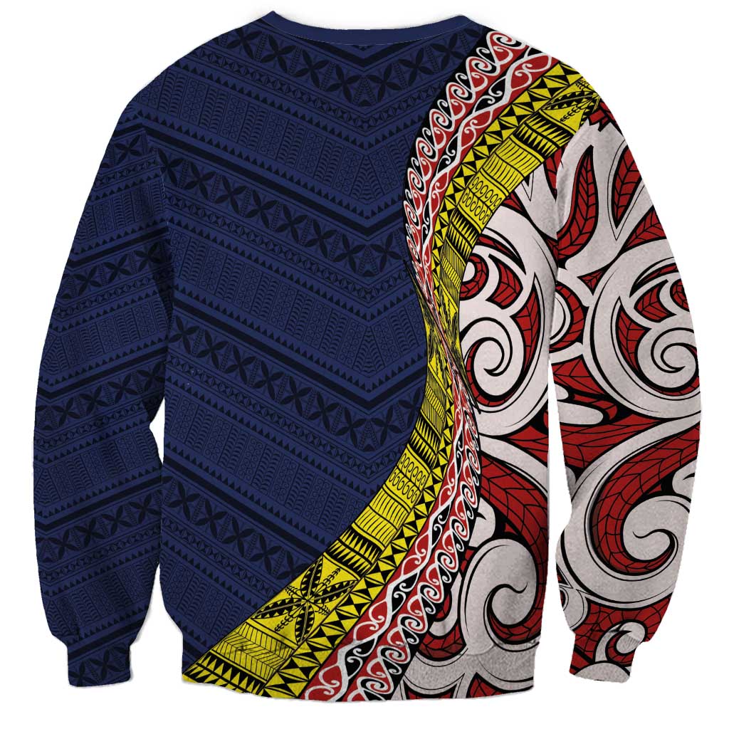Aotearoa and Niue Sweatshirt Hiapo Maori Stylized Koru LT03 - Polynesian Pride