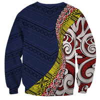 Aotearoa and Niue Sweatshirt Hiapo Maori Stylized Koru LT03 - Polynesian Pride