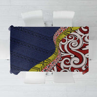 Aotearoa and Niue Tablecloth Hiapo Maori Stylized Koru LT03 Blue - Polynesian Pride