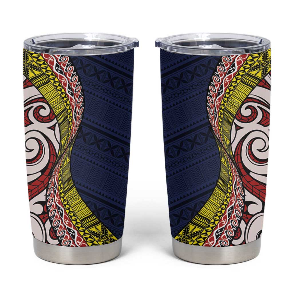 Aotearoa and Niue Tumbler Cup Hiapo Maori Stylized Koru LT03 Blue - Polynesian Pride