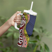 Aotearoa and Niue Tumbler With Handle Hiapo Maori Stylized Koru LT03 - Polynesian Pride
