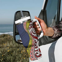 Aotearoa and Niue Tumbler With Handle Hiapo Maori Stylized Koru LT03 - Polynesian Pride