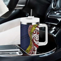 Aotearoa and Niue Tumbler With Handle Hiapo Maori Stylized Koru LT03 - Polynesian Pride