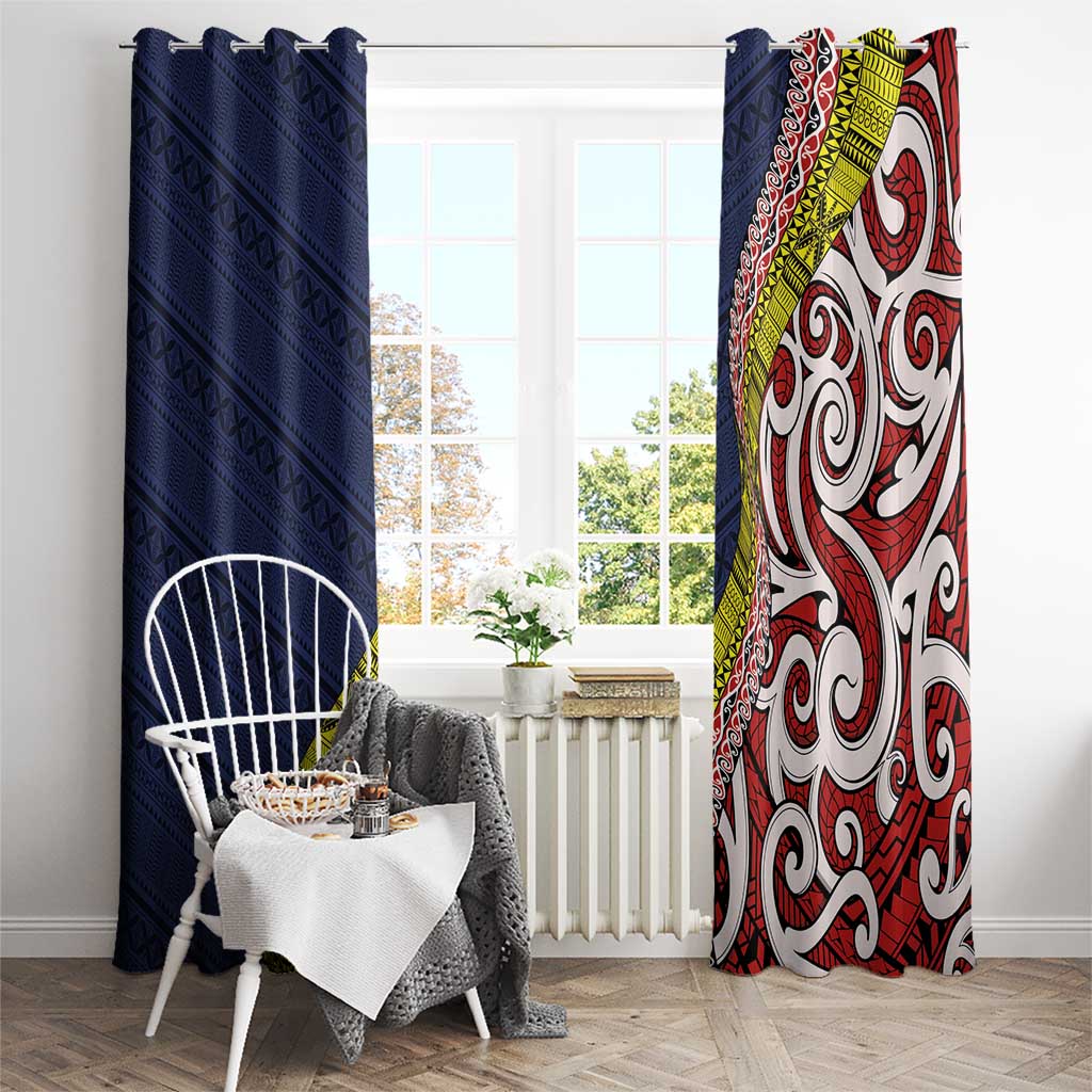 Aotearoa and Niue Window Curtain Hiapo Maori Stylized Koru LT03 - Polynesian Pride