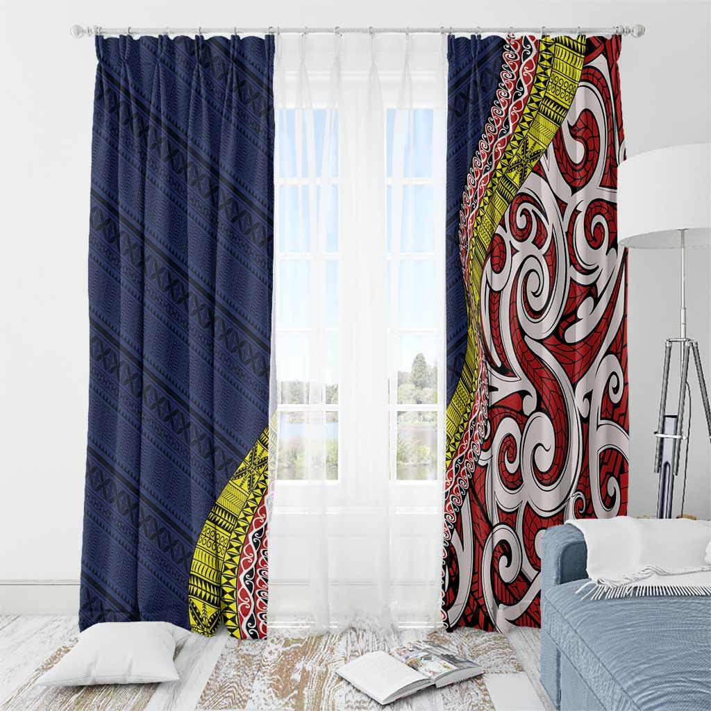 Aotearoa and Niue Window Curtain Hiapo Maori Stylized Koru LT03 - Polynesian Pride
