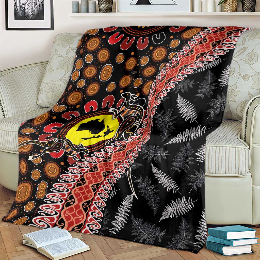 Aotearoa and Australia Blanket Maori Koru Ferns With Aboriginal Kangaroo LT03 - Polynesian Pride