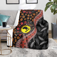 Aotearoa and Australia Blanket Maori Koru Ferns With Aboriginal Kangaroo LT03 - Polynesian Pride