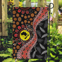 Aotearoa and Australia Garden Flag Maori Koru Ferns With Aboriginal Kangaroo LT03 Garden Flag Black - Polynesian Pride