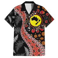 Aotearoa and Australia Hawaiian Shirt Maori Koru Ferns With Aboriginal Kangaroo LT03 Black - Polynesian Pride