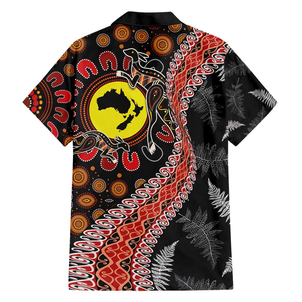 Aotearoa and Australia Hawaiian Shirt Maori Koru Ferns With Aboriginal Kangaroo LT03 - Polynesian Pride