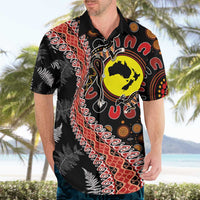 Aotearoa and Australia Hawaiian Shirt Maori Koru Ferns With Aboriginal Kangaroo LT03 - Polynesian Pride