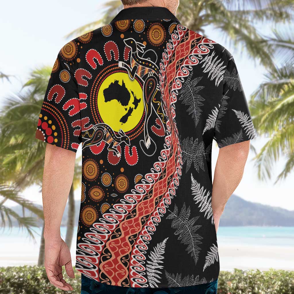 Aotearoa and Australia Hawaiian Shirt Maori Koru Ferns With Aboriginal Kangaroo LT03 - Polynesian Pride
