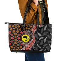 Aotearoa and Australia Leather Tote Bag Maori Koru Ferns With Aboriginal Kangaroo LT03 - Polynesian Pride