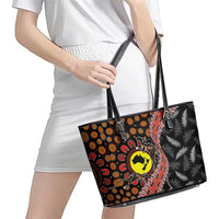 Aotearoa and Australia Leather Tote Bag Maori Koru Ferns With Aboriginal Kangaroo LT03 - Polynesian Pride