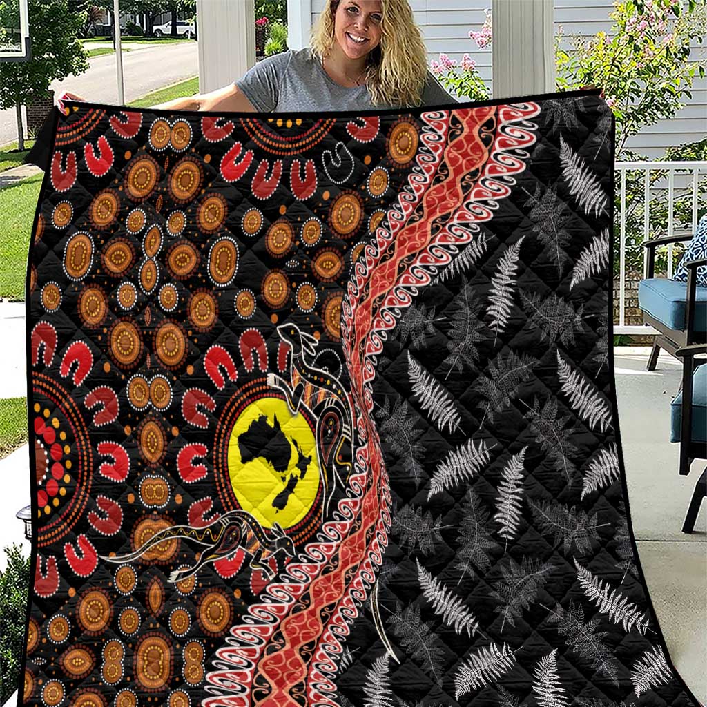 Aotearoa and Australia Quilt Maori Koru Ferns With Aboriginal Kangaroo