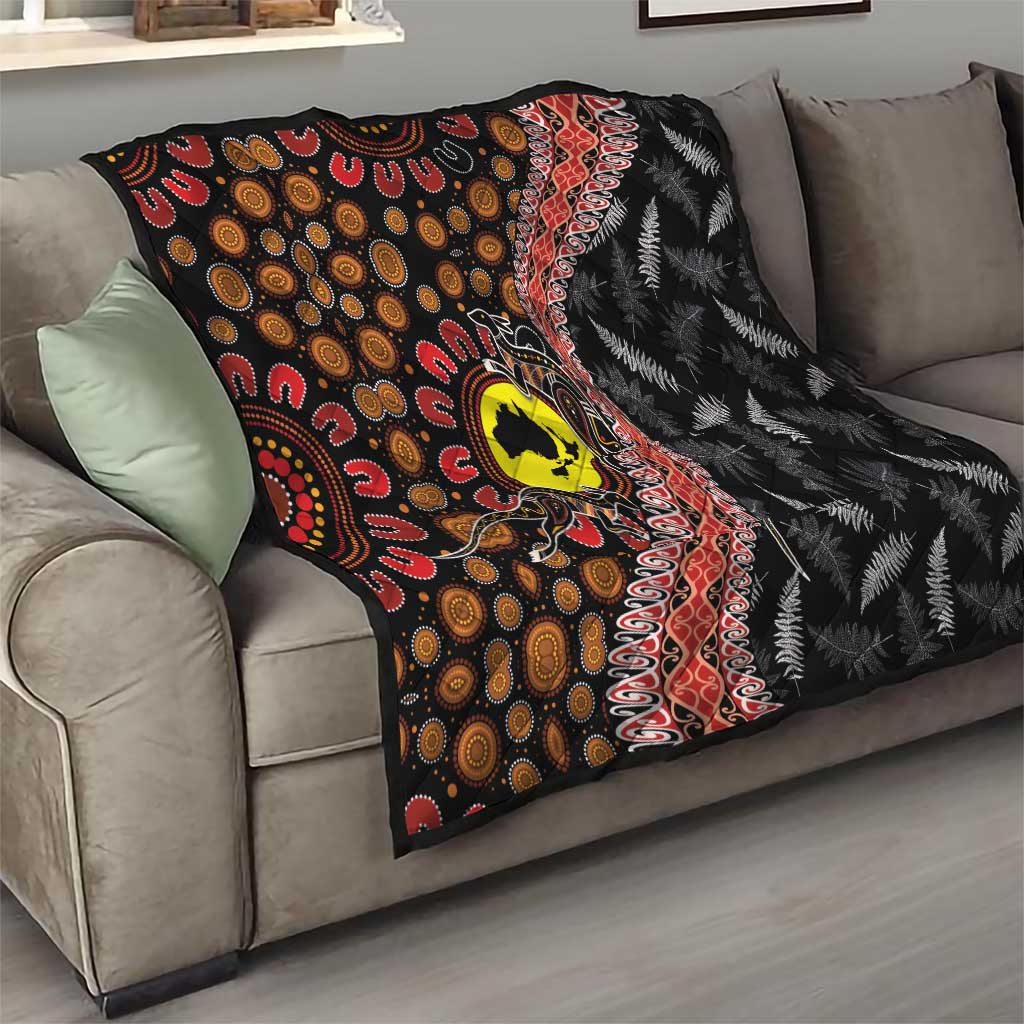 Aotearoa and Australia Quilt Maori Koru Ferns With Aboriginal Kangaroo