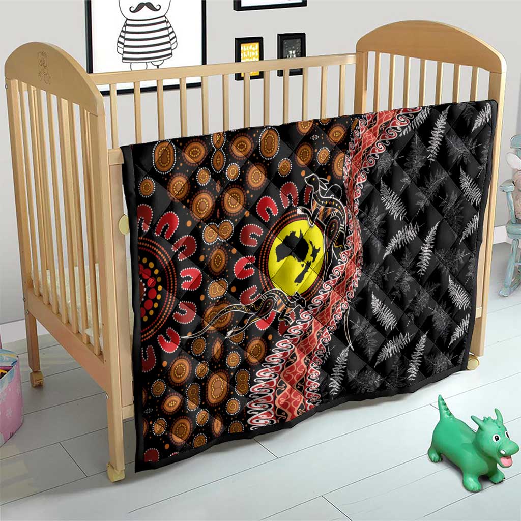 Aotearoa and Australia Quilt Maori Koru Ferns With Aboriginal Kangaroo