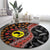 Aotearoa and Australia Round Carpet Maori Koru Ferns With Aboriginal Kangaroo