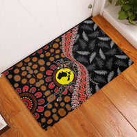 Aotearoa and Australia Rubber Doormat Maori Koru Ferns With Aboriginal Kangaroo LT03 - Polynesian Pride