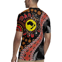 Aotearoa and Australia Rugby Jersey Maori Koru Ferns With Aboriginal Kangaroo LT03 - Polynesian Pride
