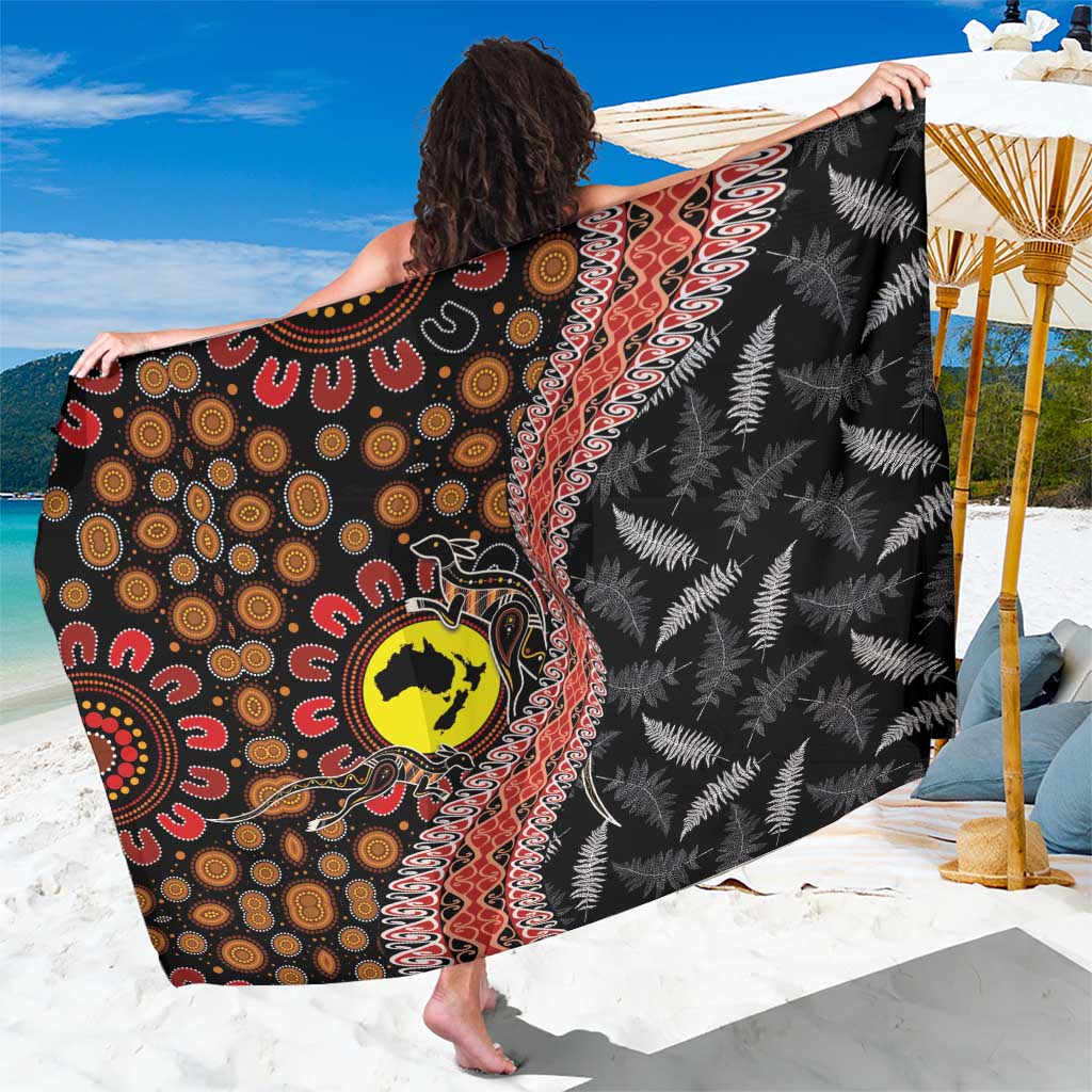 Aotearoa and Australia Sarong Maori Koru Ferns With Aboriginal Kangaroo