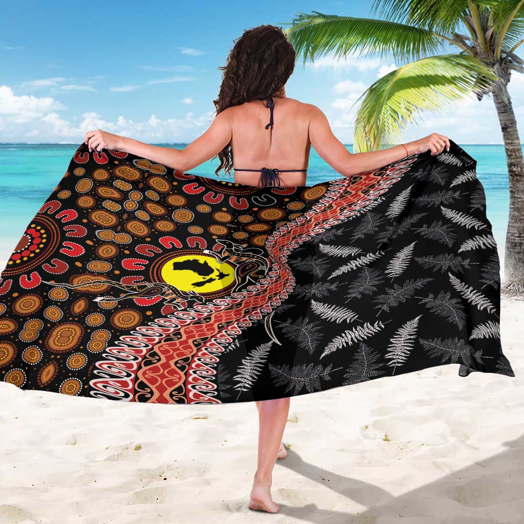 Aotearoa and Australia Sarong Maori Koru Ferns With Aboriginal Kangaroo