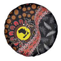 Aotearoa and Australia Spare Tire Cover Maori Koru Ferns With Aboriginal Kangaroo LT03 - Polynesian Pride
