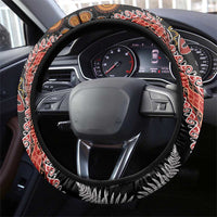 Aotearoa and Australia Steering Wheel Cover Maori Koru Ferns With Aboriginal Kangaroo LT03 - Polynesian Pride