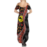 Aotearoa and Australia Summer Maxi Dress Maori Koru Ferns With Aboriginal Kangaroo LT03 - Polynesian Pride