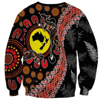 Aotearoa and Australia Sweatshirt Maori Koru Ferns With Aboriginal Kangaroo LT03 - Polynesian Pride