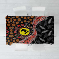 Aotearoa and Australia Tablecloth Maori Koru Ferns With Aboriginal Kangaroo LT03 Black - Polynesian Pride