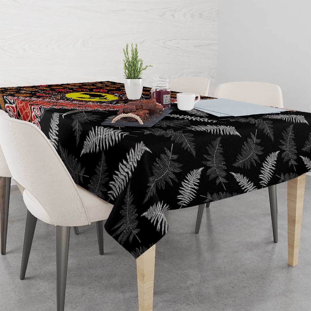 Aotearoa and Australia Tablecloth Maori Koru Ferns With Aboriginal Kangaroo LT03 - Polynesian Pride