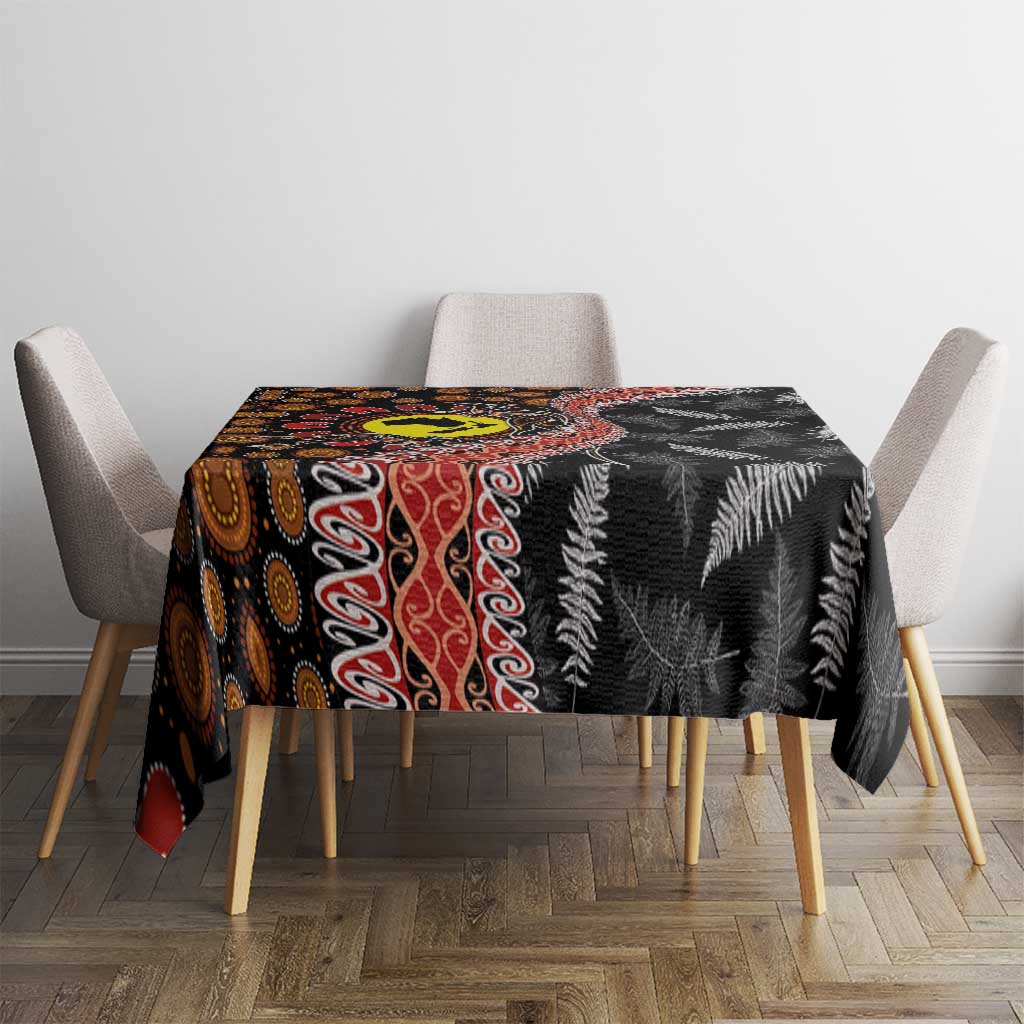 Aotearoa and Australia Tablecloth Maori Koru Ferns With Aboriginal Kangaroo LT03 - Polynesian Pride