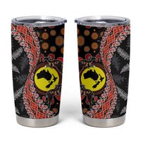Aotearoa and Australia Tumbler Cup Maori Koru Ferns With Aboriginal Kangaroo LT03 Black - Polynesian Pride
