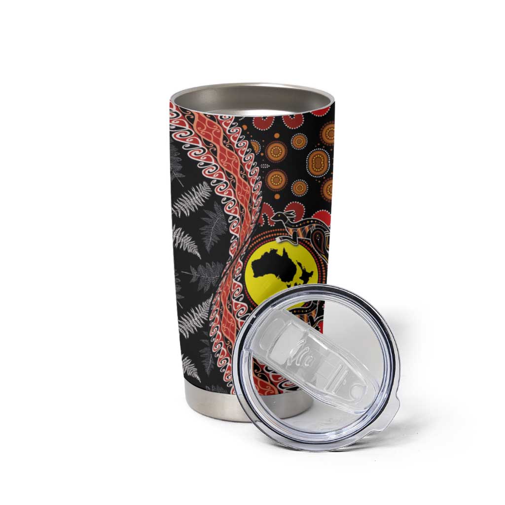 Aotearoa and Australia Tumbler Cup Maori Koru Ferns With Aboriginal Kangaroo LT03 - Polynesian Pride
