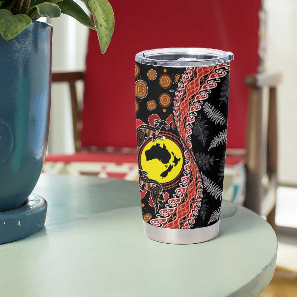 Aotearoa and Australia Tumbler Cup Maori Koru Ferns With Aboriginal Kangaroo LT03 - Polynesian Pride