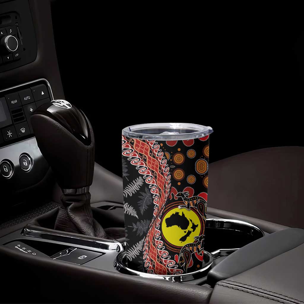 Aotearoa and Australia Tumbler Cup Maori Koru Ferns With Aboriginal Kangaroo LT03 - Polynesian Pride