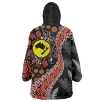 Aotearoa and Australia Wearable Blanket Hoodie Maori Koru Ferns With Aboriginal Kangaroo LT03 - Polynesian Pride